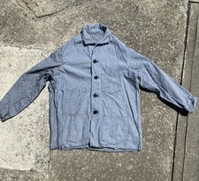 Vintage Chore Barn Coat Men L /XL Faded Distressed Denim Engineer Workwear