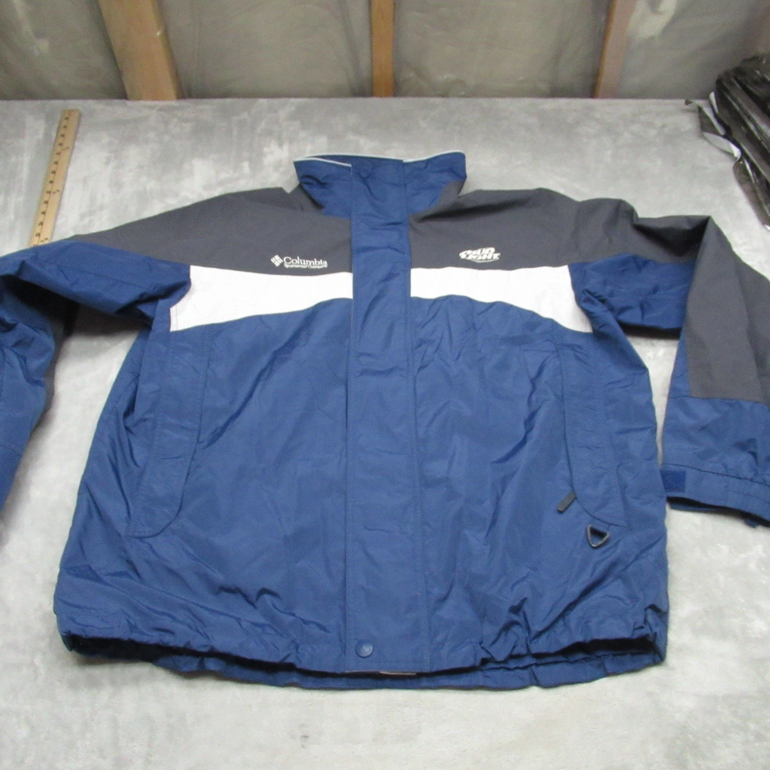 Columbia Jacket Mens Large Blue Gray Full Zip Waterproof Bud Light 3in1 SHELL