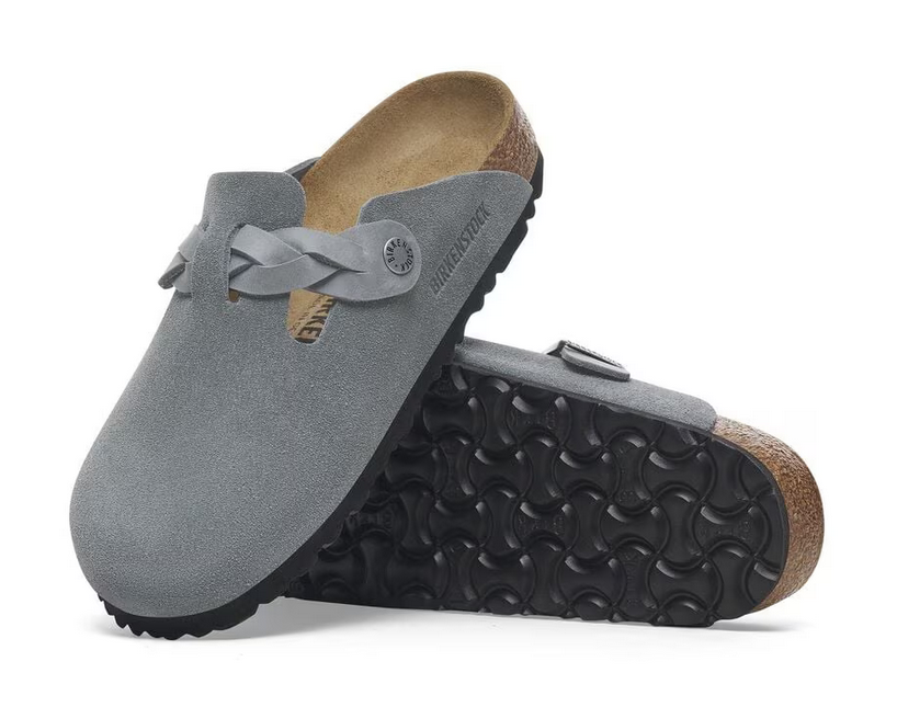 NIB Birkenstock Boston Braided Clog in Basalt Gray Narrow Width