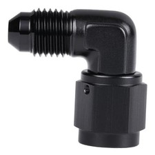 Female to Male Flare 90 Degree Elbow Swivel Fitting 3AN Black - 90 Degree
