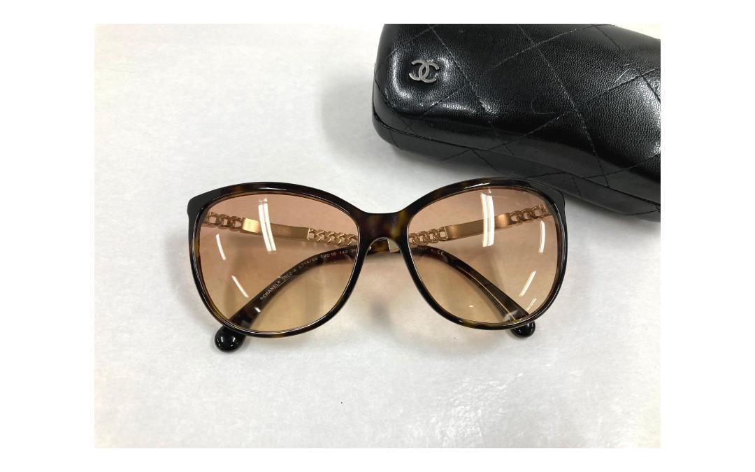 CHANEL Brown Cat Eye Sunglasses with Luxury Gold Accents-image