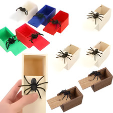 Wooden Prank Spider Scare Box Hidden in Case Trick Play Joke Scarebox Gag Toy