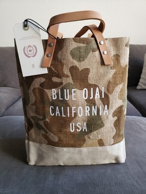 Apolis Global Citizen Large Market Tote Bag Leather Handles Large NWT Blue Ojai 