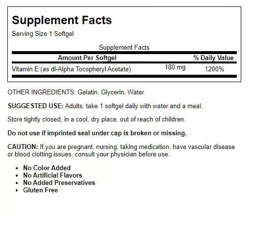 Nature Made Vitamina E 400 UI (180 mg) 100 Sgels Foto 2 de 2