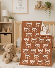 Little Miracles Charming  Sweet Knit Baby Toddler Blanket Lovey Fox Orange