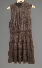 MSK Rose Gold Copper Metallic Tiered Cocktail Club Party Dance Dress Sz XL