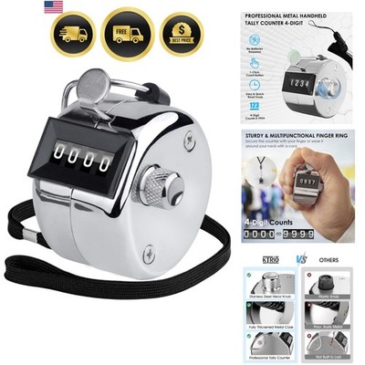 Metal Handheld Tally Counter, 4-Digit Number Clicker Counter, Hand Mechanical...