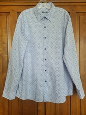 Tasso Elba Men's XL Long Sleeve Collared Blue White Button Up Casual Dress Shirt