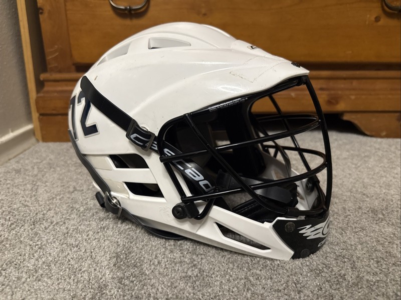 Cascade CS Youth Lacrosse Helmet White with Black Accents and Chinstrap