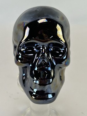 Black Metallic Skeleton Skull - Ceramic Decoration