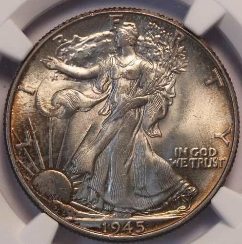 1945 Walking Liberty Half Dollar, PCGS MS66+, Magnificent Gem, Golden Toning!
