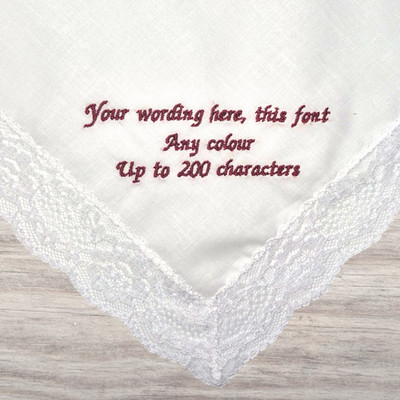 Individuelles Damen Taschentuch Spitzenrand - Ihr Wortlaut bestickt, Hochzeit Taschentuch