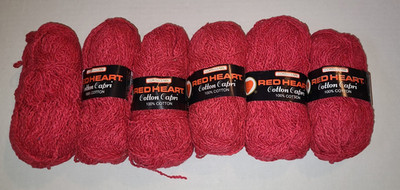 6 Six Skein Lot Coats & Clark Red Heart 100% Cotton Capri Geranium Fuchsia Yarn