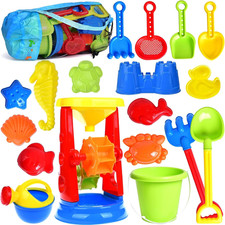 Beach Toys, 19 Piece Sand Toys Set Kids Sandbox Toys Includes Water Wheel Beach