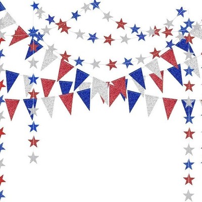 Decor365 4th of July Patriotic Decorations Set 56 Piece Set, Red Blue White 