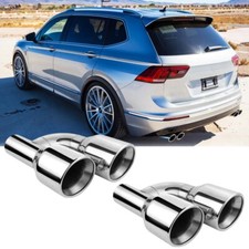Dual 4 Quad Style Stainless Steel Exhaust Tip Slant Cut For Vw Tiguan 2009-2025