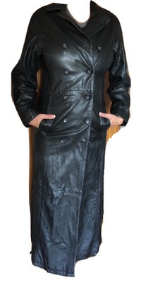 Damen Ledermantel Lang Gr L Echtleder Gothic Metal Vintage Ebay