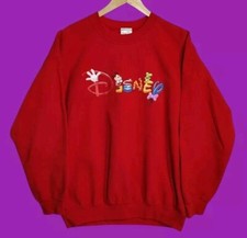 VTG Walt Disney World Characters Spell Out Sweatshirt Sz Large Red Disney Store