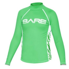 kids Rash Guard Bare Youth Green Junior LONG Sleeve Sunguard 50 SPF UV Size 10