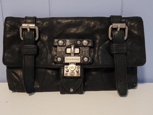 Vintage Juicy Couture Bag Clutch Black Leather Rare!