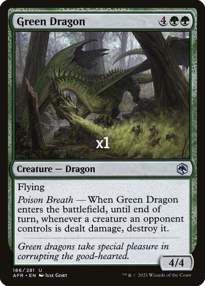 mtg dungeons and dragons dragon cards MTG Adventures in the Forgotten Realms AFR Green Dragon (SELECT)