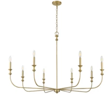 Visual comfort Style Vintage  Brass Mod French Farmhouse Candle Chandelier 48"W