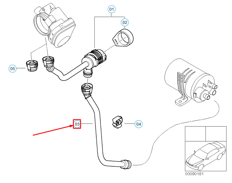 BMW 3 E90 Fuel Tank Breather Line 13907529767 7529767 OEM for sale  