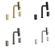 Widespread Pull Out Sprayer Bathroom Sink Faucet 2 Handle 3 Hole Basin Mixer Tap
