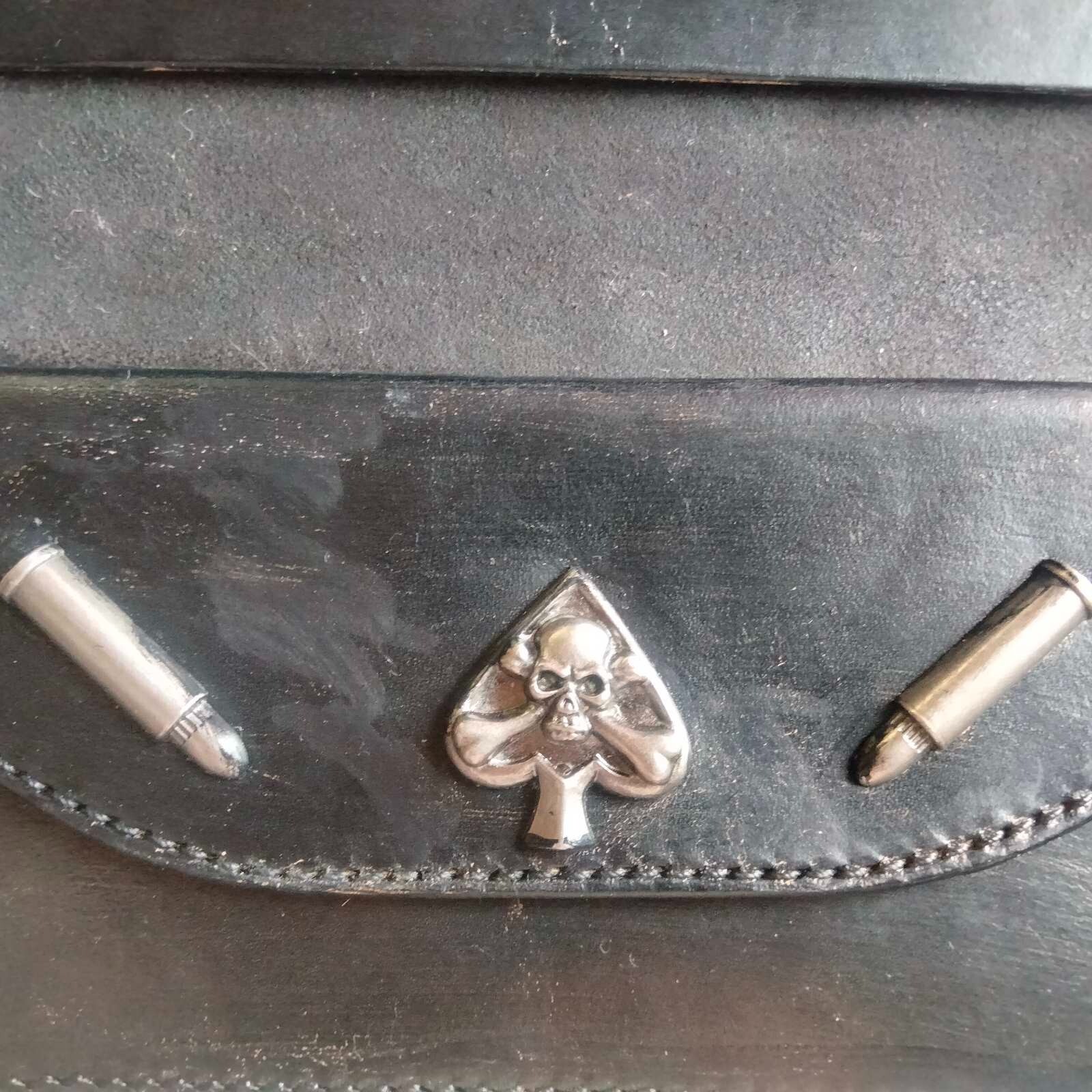 LEATHER POLYAKOFF Handcrafted Natural Leather Wallet, Skull & Bullets, Ukraine image 4