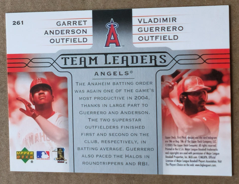 2005 Upper Deck First Pitch #261 Garret Anderson Vladimir Guerrero Los Angels - Image 2 of 2