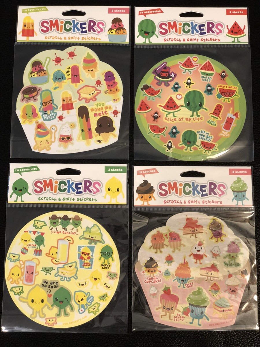 Scratch & Sniff Scented Stickers New Sealed 4 Pack/8 Sheet Smelly