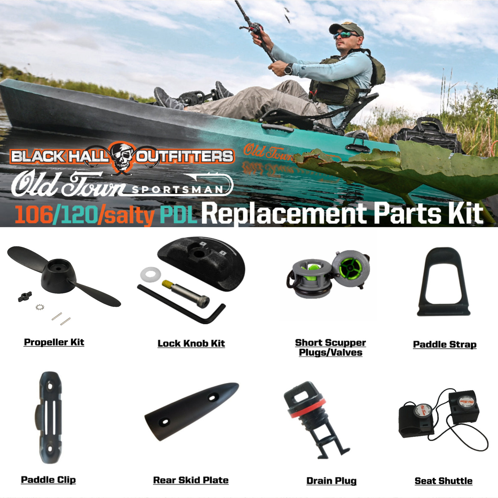 Black Hall Outfitters Old Town Sportsman 106/120/Salty PDL Replacement Parts Kit