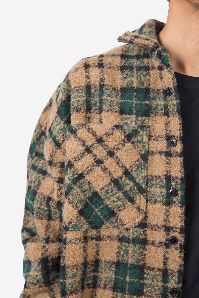 MNML LOOSE WOVEN FLANNEL SHIRT GREEN BLACK Size Various NWT | eBay