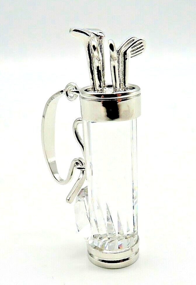 Swarovski Crystal Golf Clubs in Silvertone Bag with Swan Mark 2 Inch