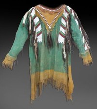 Native American Powwow War Shirt Tribal Beadwork Fringe Beaded Detail Boho WS152