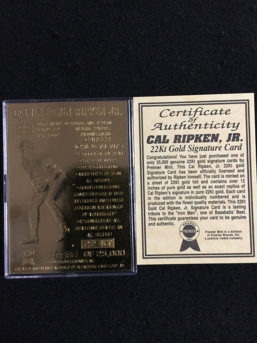 1995 Premier Mint 22KT Gold Signature Card Cal Ripken Jr. #16836
