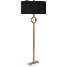 Robert Abbey Oculus 1 Light Floor Lamp, Brass/White Marble/Black - 406B