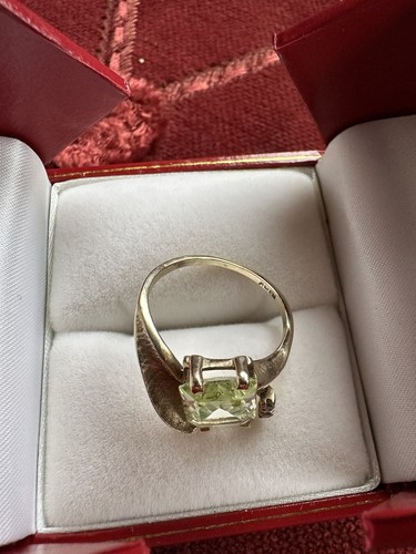 10k massiver Gelbgold Smaragd Schliff Peridot Schlangenring Antik 1970er Vintage 3,12 Gr. - Bild 18 von 24