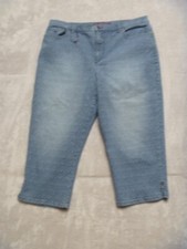 Gloria Vanderbilt Capri Jeans Womens Size 14 Amanda Blue White Printed Denim NEW