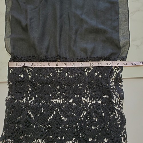 Shawl Wrap Stole Black Lace Edge Sheer Back 14x78" Dressy Goth Steampunk Metal - Picture 7 of 8