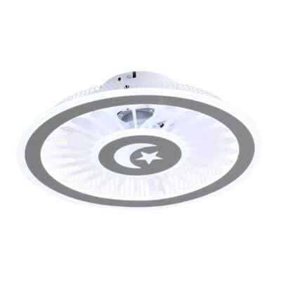 OUKANING 18 in. Gray Modern Simple Style Indoor LED Semi Flush Mount Ceiling Fan