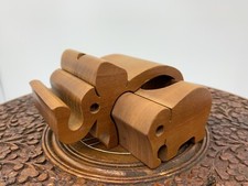 Puzzle Elephants Carved Wooden Puzzle Toy NESTED ELEPHANTS