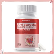 Candida Cleanse 60 Caps - parasite detox clean, Natural Herbs for Intestinal