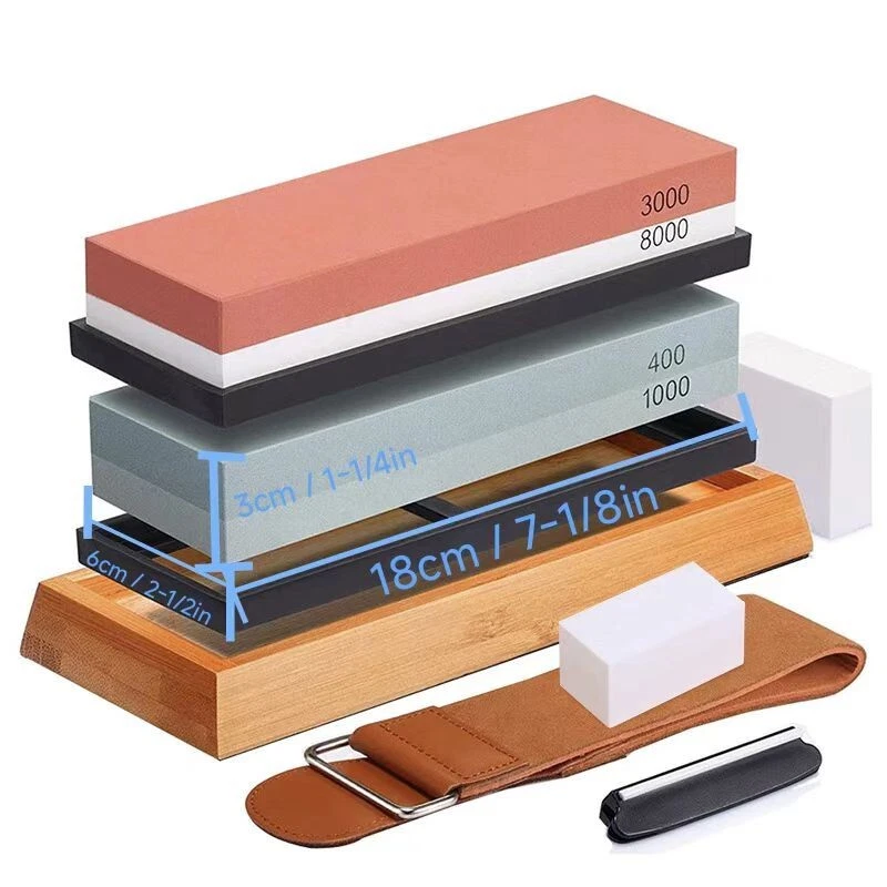 Knife Sharpening Stone Set Professional Whetstone 4 Side Grit 400/1000 3000/8000