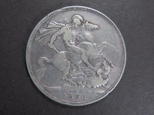 1891 Great Britain Crown, VF/XF, Old, Light Cleaning
