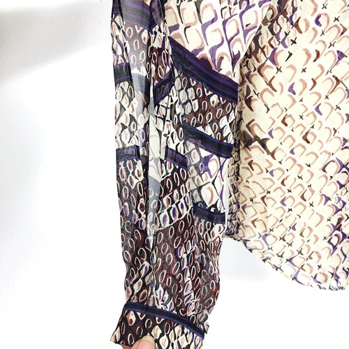 Hale Bob 100% Silk Top Tunic Sz S Cut- Out Long Sleeves Beaded V Neck NWT - Picture 6 of 12