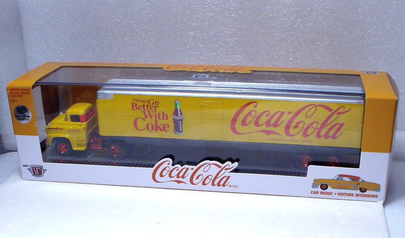 M2 Machines Coca Cola Red Chase 1958 Chevy Spartan Auto Hauler 1:64 Diecast Set