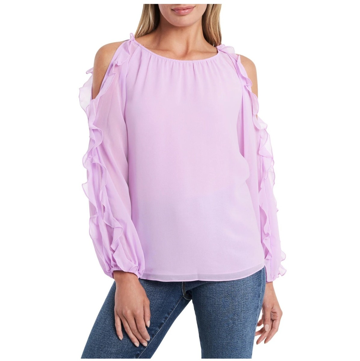 cold shoulder ruffle sleeve top