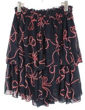 Gonna PINKO Donna UK 14 Con Motivo A Balze Foderata In Vita Elastico