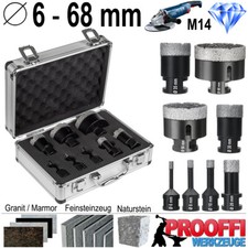 8 x Diamantbohrkrone Ø 6 - 68 mm Granit Bohrkrone Fliesen Bohrer Loch Fräser M14